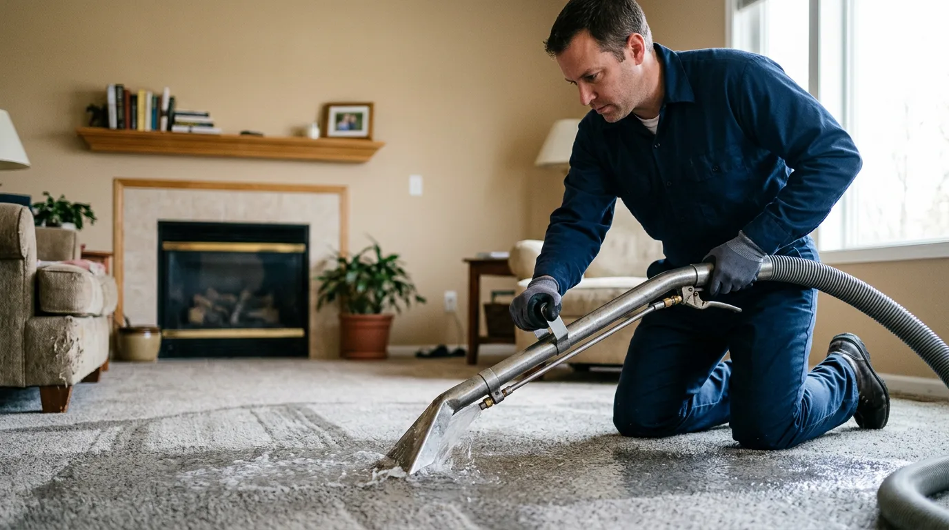 Water damage restoration technician working near Richton Park, IL